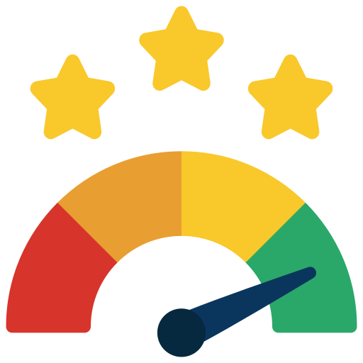 Success meter with arrow on green
